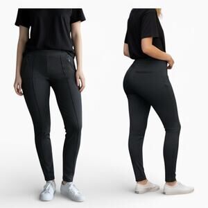 LOFT Petite 4P 28” Seamed gray tailored Legging modern versatile Pant Zip Pocket